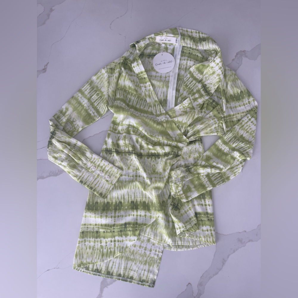 Green asymmetrical tie dye dress